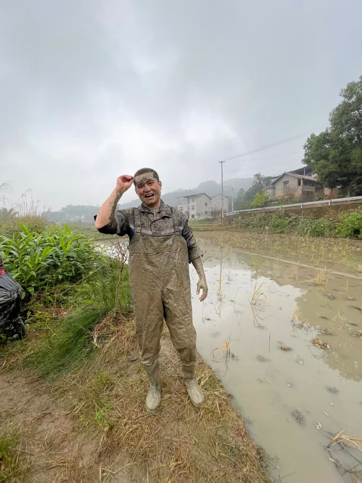 Power tiller field testing in a paddy field