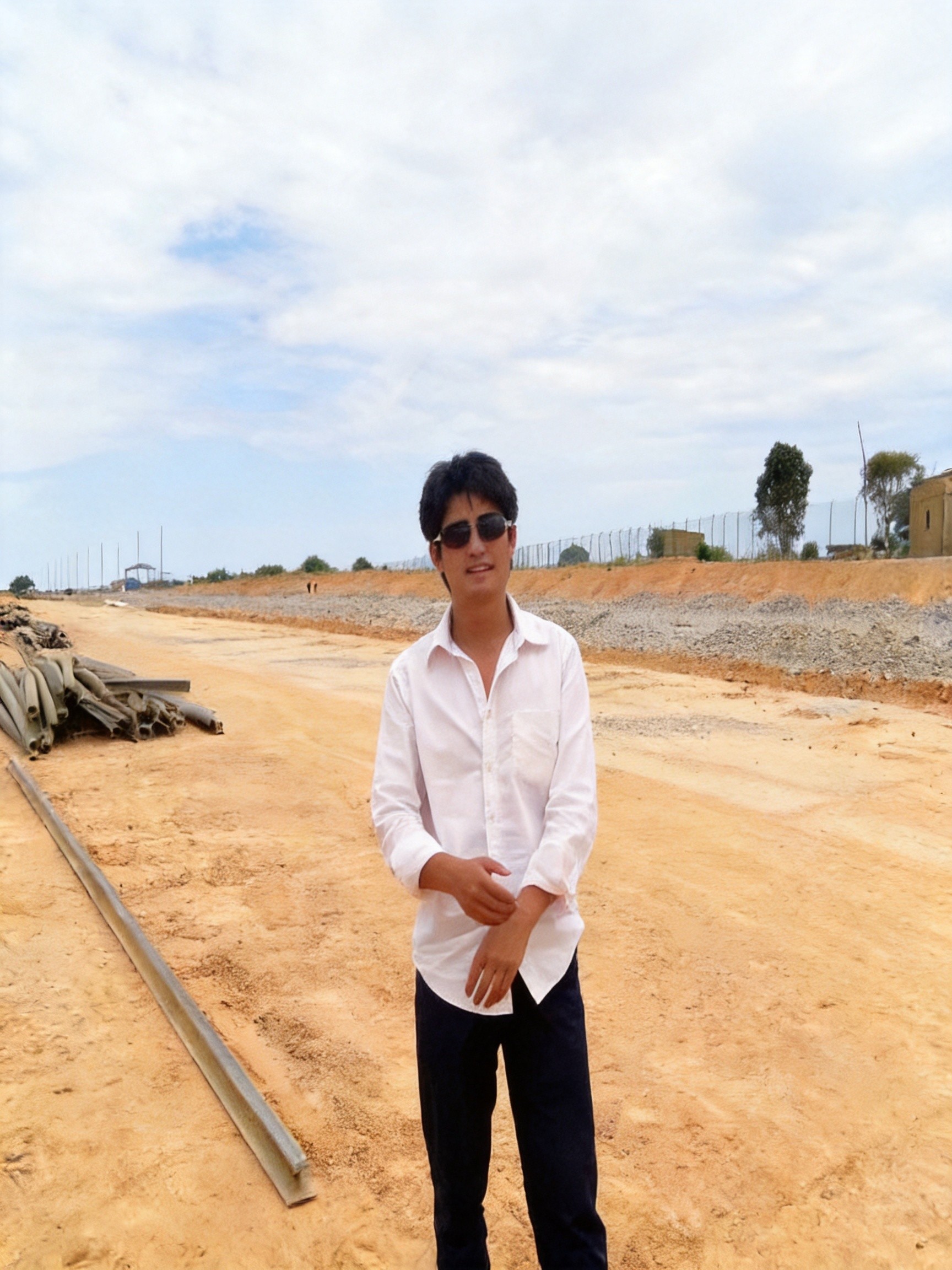 Liu Yucheng at 22 on his first worksite in Africa
